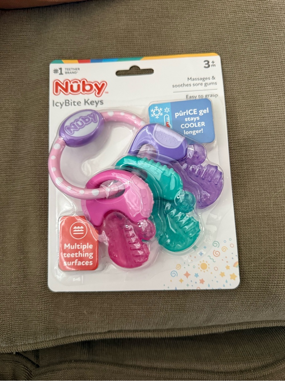 Nuby IcyBite Keys Teether - Pink, Purple & Teal